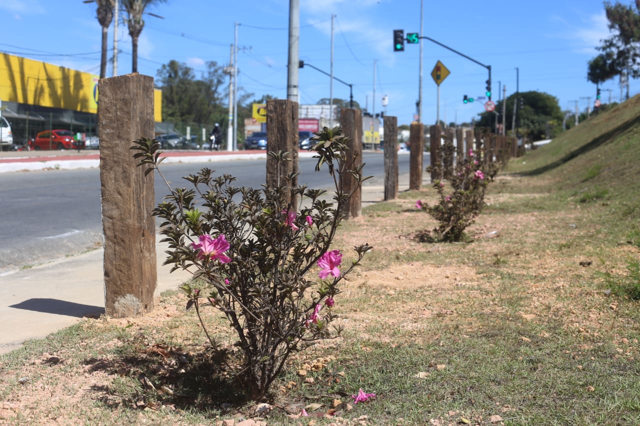 Cidade mais charmosa: Prefeitura instala dormentes na Avenida Brasília, próximo ao Bairro Cristina C