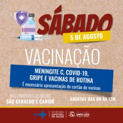 Unidades de saúde abertas neste sábado para vacinação