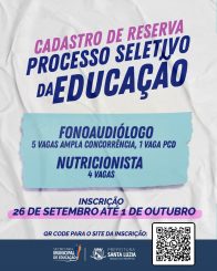Prefeitura anuncia processo seletivo para fonoaudiólogos e nutricionistas na Secretaria Municipal de Educação