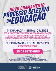 Prefeitura de Santa Luzia convoca candidatos para Processo Seletivo da Educação