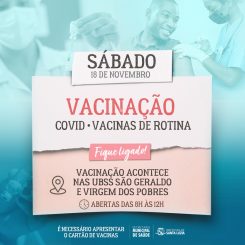 Sábado tem vacinação em Santa Luzia