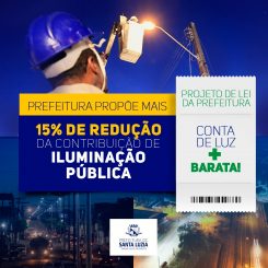 Prefeitura propõe mais 15% de redução da Contribuição de Iluminação Pública