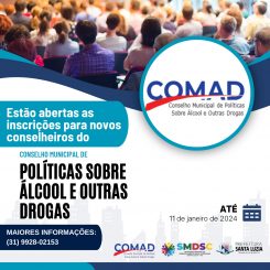 Abertas inscrições para eleição de conselheiros da sociedade civil do Conselho Municipal das Políticas Sobre Álcool e Outras Drogas