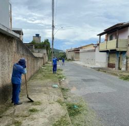 Serviços de capina são realizados em diversos pontos da cidade