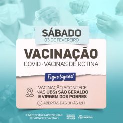 USBs São Geraldo e Virgem dos Pobres estarão abertas neste sábado para vacinação
