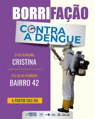 Prefeitura fará borrifação contra o mosquito Aedes Aegypti no bairro Cristina e região do bairro Córrego das Calçadas
