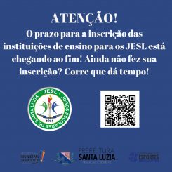 Jogos Escolares de Santa Luzia – JESL: Última Chance de Inscrição