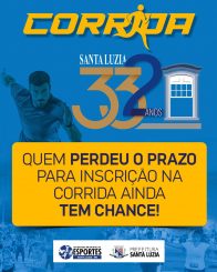 Nova chance para Inscrição na corrida de Santa Luzia!