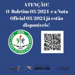 Disponíveis boletim e nota oficial 03/2024 dos Jogos Escolares de Santa Luzia