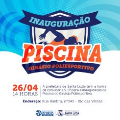 Inauguração da piscina do Poliesportivo de Santa Luzia será na próxima sexta-feira