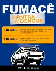 Fumacê atende bairros Morada do Rio, São João Batista, Nossa Senhora do Carmo e Frimisa nesta sexta-feira (3)