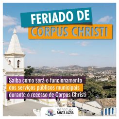 Confira como ficarão os serviços públicos municipais durante o recesso de Corpus Christi