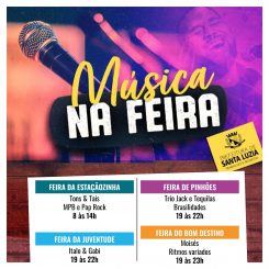 Atrações musicais alegrarão as feiras livres neste sábado