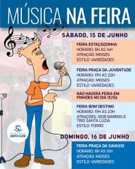 Confira as atrações musicais para o final de semana nas feiras livres de Santa Luzia