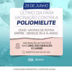 Amanhã é o último dia para vacinação contra a poliomielite