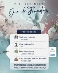 Cemitério Municipal de Santa Luzia terá programação especial no Dia de Finados