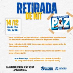 Atenção participantes da Corrida e Caminhada pela Paz!