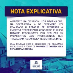 Nota Explicativa da Prefeitura de Santa Luzia