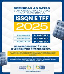 Divulgados prazos para pagamento de ISSQN e TFF de 2025