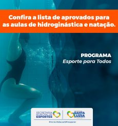 Inscritos para aulas de hidroginástica e natação no programa Esporte para Todos