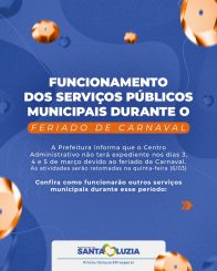Funcionamento dos serviços públicos municipais durante o feriado de Carnaval