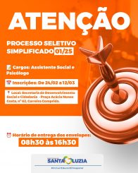 Santa Luzia abre processo seletivo para assistente social e psicólogo