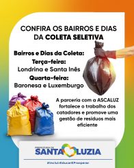 Coleta Seletiva: Confira os bairros e dias de coleta em Santa Luzia