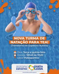 Aberta nova turma de natação para crianças e adolescentes com TEA