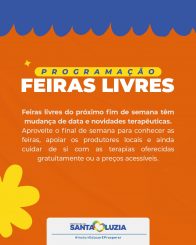 Feiras livres do próximo fim de semana têm mudança de data e novidades terapêuticas