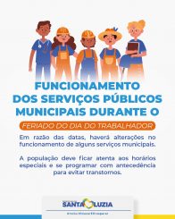 Funcionamento dos serviços municipais durante o feriado do Dia do Trabalhador