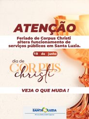 Feriado de Corpus Christi altera funcionamento de serviços públicos em Santa Luzia